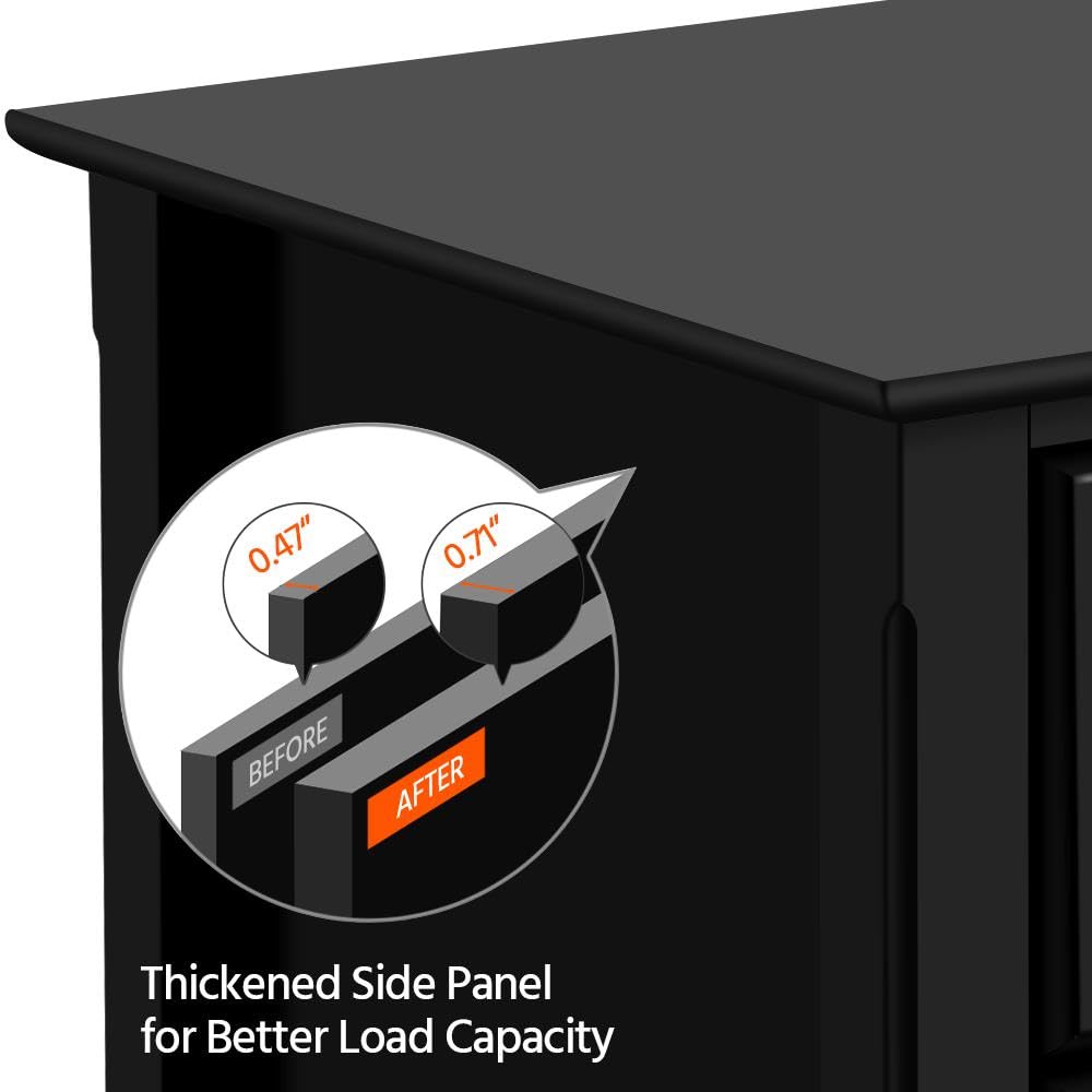 Yaheetech Bedside Table Set of 2, Nightstand with 3 Drawer and Solid Wood Legs, Accent Night Stand with Storage Cabinet for Bedroom Home Office, 16″ L × 16″ W × 24″ H, Black Yaheetech