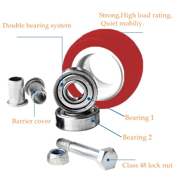ABSLIMUS 2 inch Casters Load 800lbs, Set of 4 with Brake, Advanced Polyurethane (PU) Floor Protection, Noise-Free 360 Degree Swivel Plate Heavy Duty Caster Wheels (Free 16 Screws and a Screwdriver) ABSLIMUS