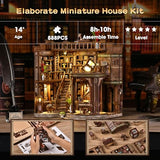 3DVASE Book Nooks for Adults, DIY Miniature Dollhouse Book Nook Kit, Model Kits Craft Kits for Adults, 3D Wooden Puzzle Book Nook Craft Bookshelf Decor, Adult Craft Kits Gift with Led Light