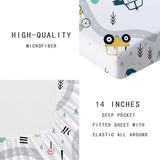 Yasida Car Sheet Sets for Kids Cute Cartoon Truck Bed Queen Size Fitted Sheets Boys 3D Plants Print Bedding Set Soft Microfiber Bedroom Decor(3pc) Yasida