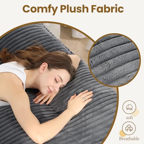 NLDD 10" Futon Mattress Queen Size, Ultra Thick Futons Sofa Couch Bed Sleeper Sofa Bed, Versatile Floor Futons Japanese Floor Mattress for Adults, Grey (Frame Not Included) NLDD