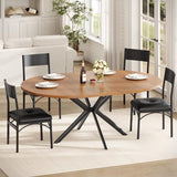 Itaar Round Extendable Dining Table Set for 4-6, Wood Kitchen Table with Upholstered Chairs, Dining Room Table for 6 with MDF Board & Metal Frame for Small Space, Easy Clean, Brown Itaar