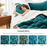 MUXHOMO 7 Pieces Full Comforter Set, Reversible Bed in a Bag Full Size, All Season Bedding Set with Comforter, Flat Sheet, Fitted Sheet, Pillowcases & Shams, Peacock Blue & Ivory MUXHOMO