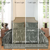 Heywaller 5-Piece Pinch Pleat Duvet Cover Set, Pintuck Duvet Cover Full Size with Zipper, Gray Satin Duvet Cover Shabby Chic Bedding (2 Pillow Shams + 2 Pillowcases), No Comforter Heywaller