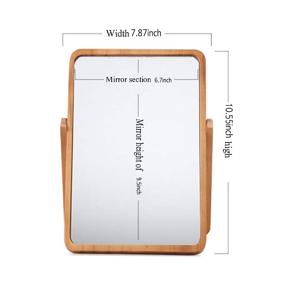 ZOROSY Wood Table Makeup Mirrors for Women - Rectangle Wall-Mounted Mirrors Desk Mirrors for Living Room Bedroom Birthday Gifts - WoodArtSupply