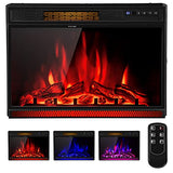 COSTWAY Electric Fireplace Insert 28-Inch Wide, 900/1350W Recessed and Freestanding Heater with Remote Control, 3 Flame Colors, 4 Brightness, Adjustable Temperature, Electric Fireplace for Indoor Use COSTWAY