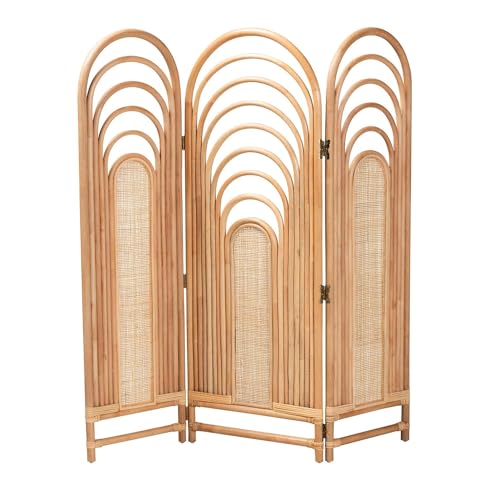 bali & pari Golda Modern Bohemian Natural Brown Rattan Room Divider bali & pari
