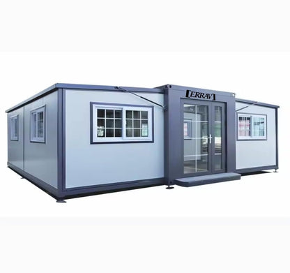 ERRAV Modular Guest House - 19 x 20 FT, Foldable House, Container Home, Portable House, Tiny House for Small Family, Tiny Expandable Prefab House to Live in 1 Bathroom, 2 Rooms, and 1 Kitchen - WoodArtSupply