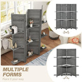 HOMCOM Room Divider, 4 Panel 67" Tall Wood Privacy Screen with 3 Display Shelves, and Folding Storage for Bedroom or Home Office, Gray HOMCOM