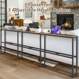SANXUO 102 Inch Extra-Long Narrow Console Table with Charging Station (2 Outlets + USB-C), Sofa Table,Behind Couch Table with 3-Tier Storage Shelves for Entryway & Small Spaces (Rustic Brown) SANXUO