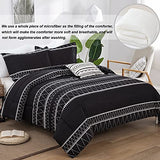 WONGS BEDDING Black Comforter Set Twin, Reversible Boho Triangle Striped Down Alternative Comforter Set for Twin Bed - 2 Pieces (1 Comforter + 1 Pillowcases), Microfiber Bedding Set 68"x 86" WONGS BEDDING
