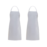 Weavric Unisex Bib Apron with No Pocket, White, 32x28 Inch with Long Ties for Women Men Chef, Kitchen, Crafting, Drawing, Pack of 2 Weavric