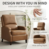 VKNOW Recliner Chair, Faux Leather Recliner with Armrest, Home Theater Seating with Adjustable Push Back and Lumbar Support, Single Sofa for Adults, Lounge Chair for Living Room, Bedroom(Yellow Brown)