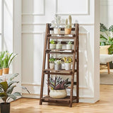 Yaheetech Foldable Ladder Shelf Wooden Plant Stand Indoor Outdoor Shelves No Assembly Flower Display Multi-Functional Shelves Outdoor Storage Shelf for Living Room/Garden/Office/Kitchen Brown Yaheetech