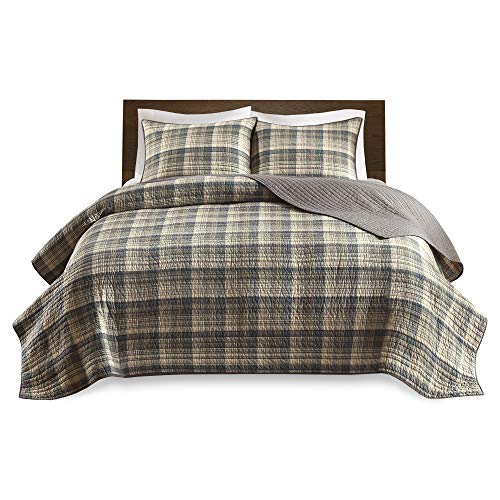 Woolrich Reversible Quilt Cabin Lifestyle Design - All Season, Breathable Coverlet Bedspread Bedding Set, Matching Shams, Oversized Full/Queen, Tasha Plaid Tan/Brown 3 Piece Woolrich John Rich & Bros.