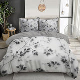 WIVCOMD Twin Duvet Cover Set - Leaves and Vines Soft Microfibre Bedding - Minimalist Ink Painting Bedding Quilt Cover Set with Pillow Cases, Black WIVCOMD