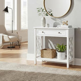 Coventry 32-Inch Wood Console Table with Drawer & Lower Shelf – Traditional to Contemporary Sofa Table with Open Side Accent Design for Entryway, Hallway or Living Room by Alaterre Furniture (White) Alaterre Furniture