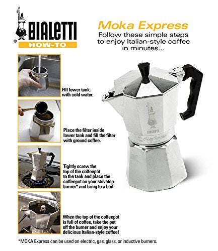 Bialetti - Moka Express: Iconic Stovetop Espresso Maker, Makes Real Italian Coffee, Moka Pot 9 Cups (14 Oz - 420 Ml), Aluminium, Silver Bialetti