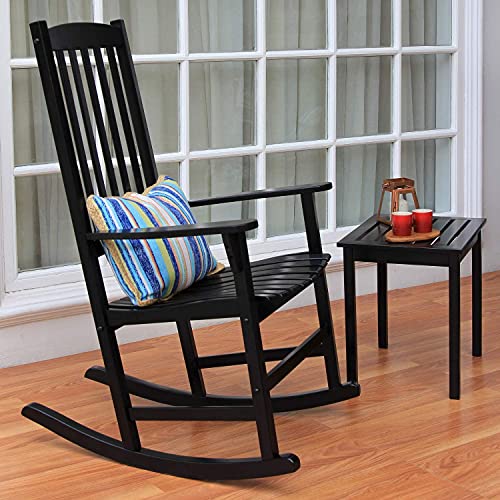 Cambridge Casual Bentley Outdoor Porch Rocking Chair for Patio Furniture, Solid Wood, Black