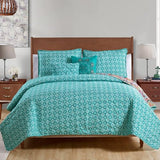 VCNY Home Yara Medallion 5 Piece Reversible Quilt Set, King, Aqua VCNY Home