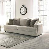Signature Design by Ashley Soletren Contemporary Chenille Queen Sofa Sleeper with 4 Accent Pillows, Off-White Signature Design by Ashley