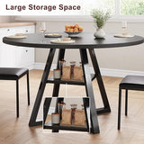 Jocoevol Round Dining Table for 4,Kitchen Dining Room Circle Dinner Pedestal Table,Space Saving Wood Kitchen & Dining Room Furniture (Black, 42In) Jocoevol