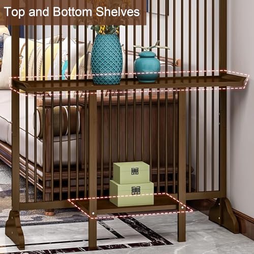 Entrance Hall Room Divider, Wood Privacy Screens with Shelves, Freestanding Room Partition Post Decorative Separation Decor for Teahouse Coffee Shop (Brown, 28in/71cm) ZGZCQDSL