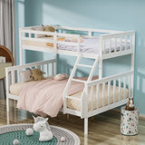 JOYMOR Convertible Twin Over Full Bunk Bed Frame – Space-Saving Solid Wood Design with Ladder and Guard Rail for Kids and Teens JOYMOR