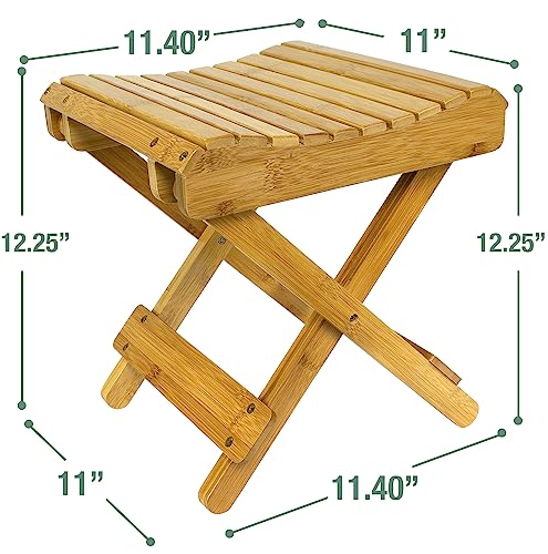 Sorbus Bamboo Folding Step Stool Bench - for Shaving, Shower Foot Rest, Bath Chair - Great for Bathroom, Spa, Sauna, Wooden Seat, Fully Assembled - 11.75" D x 12.25" W x 13.75" H Sorbus