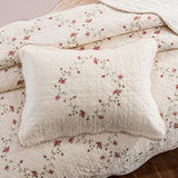 Quilt Set Classical 3D Floral Embroidery Pattern 3-Piece Cotton Reversible Quilted Embroidered Decorative Bedspreads Coverlet Bedding Set, Lightweight &Soft,Beige,King Size ROOMLIFE
