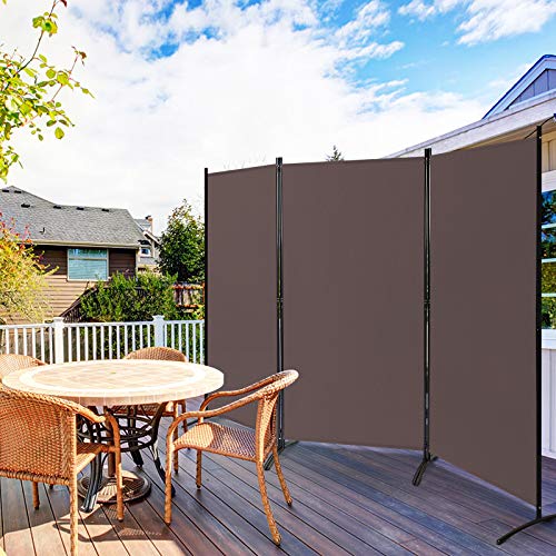 Giantex 3 Panel Room Divider, 6 FT Folding Privacy Screen, Wall Partition for Room Separation, Folding Divider for Home Office, Living Room, Brown Giantex