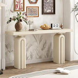 LXBB 60" Chic, Elegant and Luxurious Console Table, Acacia Veneer Extra Long Entryway Table, Wooden Sofa Side Table for Entryway, Hallway, Living Room, Foyer, Corridor (Beige-04) LXBB