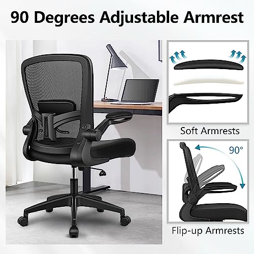 FelixKing Office Chair, Ergonomic Desk Chair Breathable Mesh Chairs Adjustable High Back Lumbar Support Flip-up Armrests, Executive Rolling Swivel Comfy Computer Chairs Home Office Black FelixKing