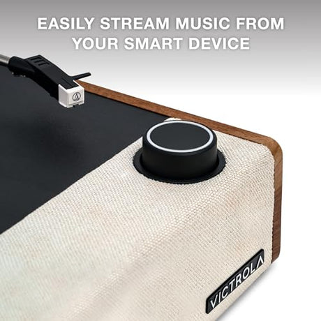 Victrola Eastwood II Record Player, Oak Finish Turntable with Speakers, Bluetooth 5.1 and Vinyl Stream Technology, Vintage Style 3-Speed Vinyl Player, Audio Technica AT-3600LA Cartridge Victrola
