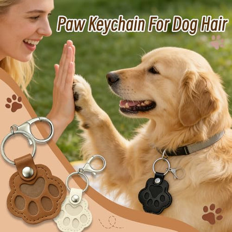 ZooWhale Classic 3 Pcs Dog Fur Storage Keychain,Cute Pet Fur Keepsake Leather Keychain for Collecting Cat and Dog Hair pet Memorial Gifts for Dogs，Black White Brown ZooWhale