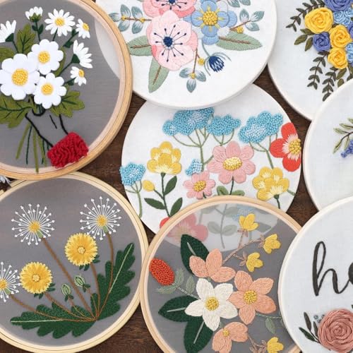LEISURE ARTS Embroidery Kit 6 Inch Wheat - Beginner Hand Stitching Kit with Hoop, Needle, Thread, Printed Fabric, and Instructions for Adults and DIY Crafters