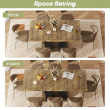 Zevemomo 63"-78.7" Expandable Dining Table, 6-10 Rectangle Table, Extendable Console Table, Wooden Farmhouse Kitchen Table with Metal Track & Dual Column Base for Living, Office-Brown Zevemomo