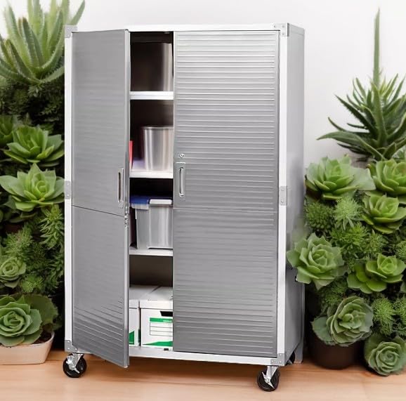 Generic Durable Stainless Steel Mega Storage Cabinet with Secure Locking Mechanism and Adjustable Shelves for Organized Storage, 48"" W x 24"" D x 72"" H (Granite) Generic