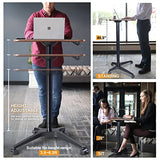 HAOOAH Pneumatic Adjustable Height Desk, Laptop Standing Desk, Rolling Sit-Stand Cart, Mobile Podium Portable Lectern for Home, Office& Classroom, 26" 19.3" Platform (29" to 46.9" H)，Brown HAOOAH