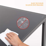 PayLessHere Dining Room Table Set 5-Piece Kitchen with 4 Faux Leather Metal Frame Chairs Rectangular Modern for Small Spaces w/Glass Tabletop Kitchen Table and Chairs, Black Glass PayLessHere