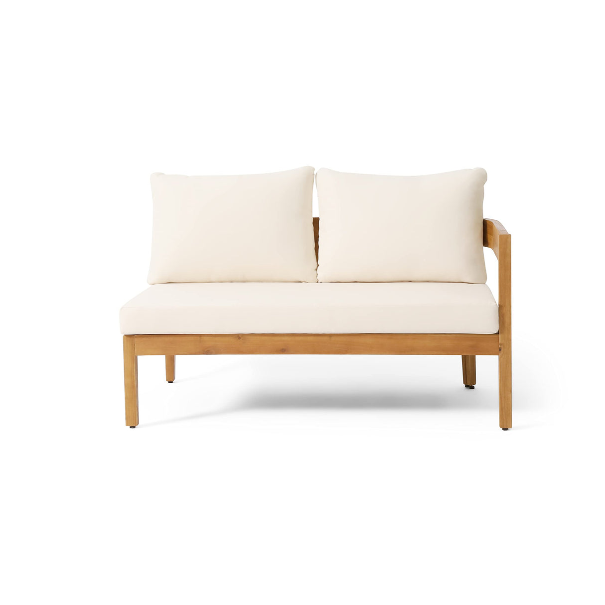 Christopher Knight Home Brooklyn Outdoor 5 Seater Sectional Sofa Chat Set with Cushions - Acacia Wood - Teak/Beige Christopher Knight Home