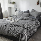 mixinni Black Gingham Comforter Set King, Plaid Comforter Set 3 Pieces 1 Black Grid Comfoter with 2 Pillow Cases for All Seasons, Soft Fluffy Modern Grid Pattern Printed Bedding-King Size mixinni