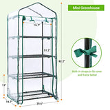 Mini Greenhouse for Outdoors Indoor: Ohuhu Small Green House with 4 Tier Shelves, Portable Plastic Greenhouses with Heavy Duty Transparent PVC Cover for Winter Garden Patio Backyard Porch Balcony Ohuhu