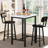 LTTROMAT Dining Table Set, 23.6” Square Faux Marble Table with 2 PU Upholstered Backrest Chairs, 3-Piece Kitchen Dining Room Set for Small Spaces, Kitchen, Restaurant Furniture, White LTTROMAT