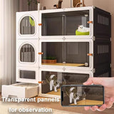 GUQASDV Cat Cage, Catio Indoor Cat Enclosure, Enclosed Cat Playpen, Cat Crate with Enclosed Litter Box for Ferret, Chinchilla, Rabbit, Small Animals(White,106x46x106cm) GUQASDV