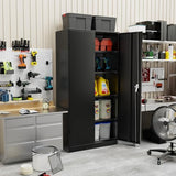 Patiomore Metal Garage Storage Cabinet, 72” Lockable File Cabinets with 2 Doors and 4 Adjustable Shelves, Steel Tool Cabinets with Lock for Office, Home, Gym, Black Patiomore