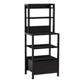 YUJSBHJAN Nightstand with Fabric Drawers,5-Tier End Table for Living Room, Bakers Rack with one Drawer;Storage Cabinets for kicthen,Bedroom,Living Room,Black YUJSBHJAN