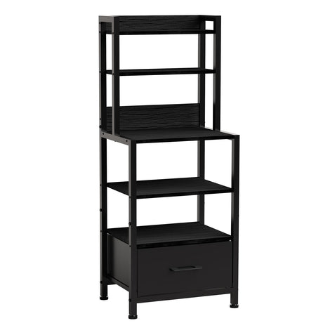 YUJSBHJAN Nightstand with Fabric Drawers,5-Tier End Table for Living Room, Bakers Rack with one Drawer;Storage Cabinets for kicthen,Bedroom,Living Room,Black YUJSBHJAN