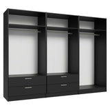 Madesa 6 Doors 4 Drawers Wardrobe Set Armoire Closet Bedroom Storage Cabinet with Shelves and Hanging Space 94" L Wooden Clothing Organizer Unit (Black) Madesa