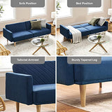 mopio 76.4" Futon Sofa Bed, Couch, Loveseat, Sleeper Sofa, Mid Century Modern Futon Couch, Sofa Cama, Couches for Living Room (Classic Blue Velvet) mopio